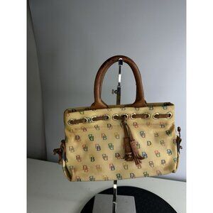 DAMAGED - VTG Y2K Dooney & Bourke Coated Canvas Purse Pale Yellow (small)